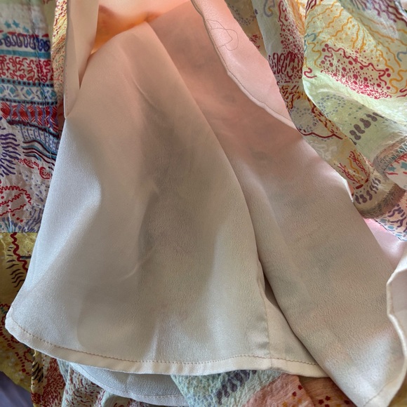 THML Dress Orange Yellow Floral Patchwork Babydoll Midi Boho Festival - Picture 12 of 12